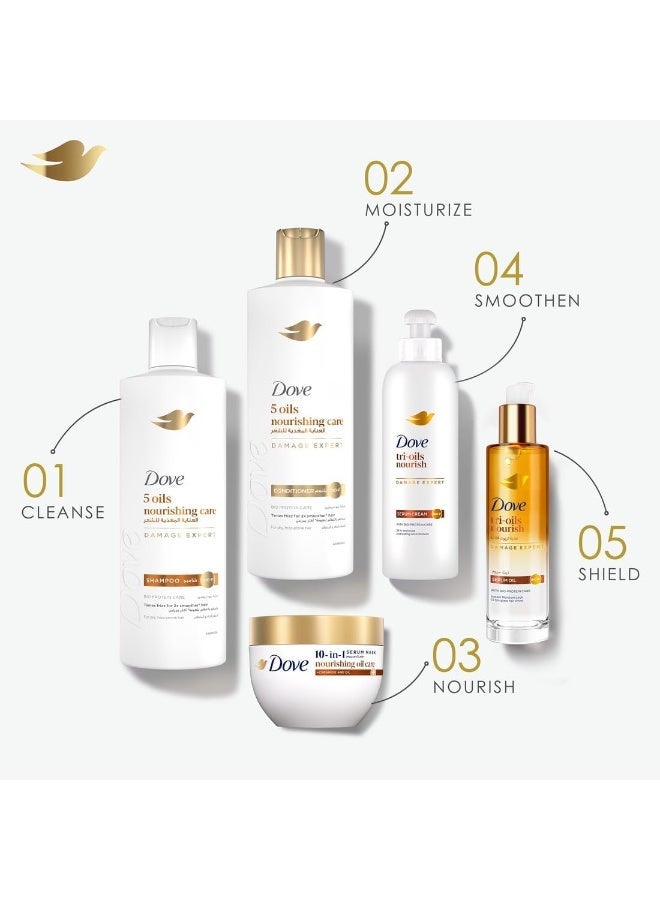 دوف شامبو دوف، عناية مغذية بخمسة زيوت، يُسيطر على التجعّد لشعر أكثر نعومة بمرتين*، عبوتان × 350 مل - Image 5